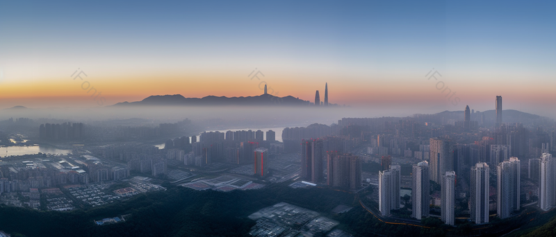 粤港澳大湾区日照金楼深圳城市建筑风光,高清,摄影图,摄影图片,图片大全,摄影图免费下载